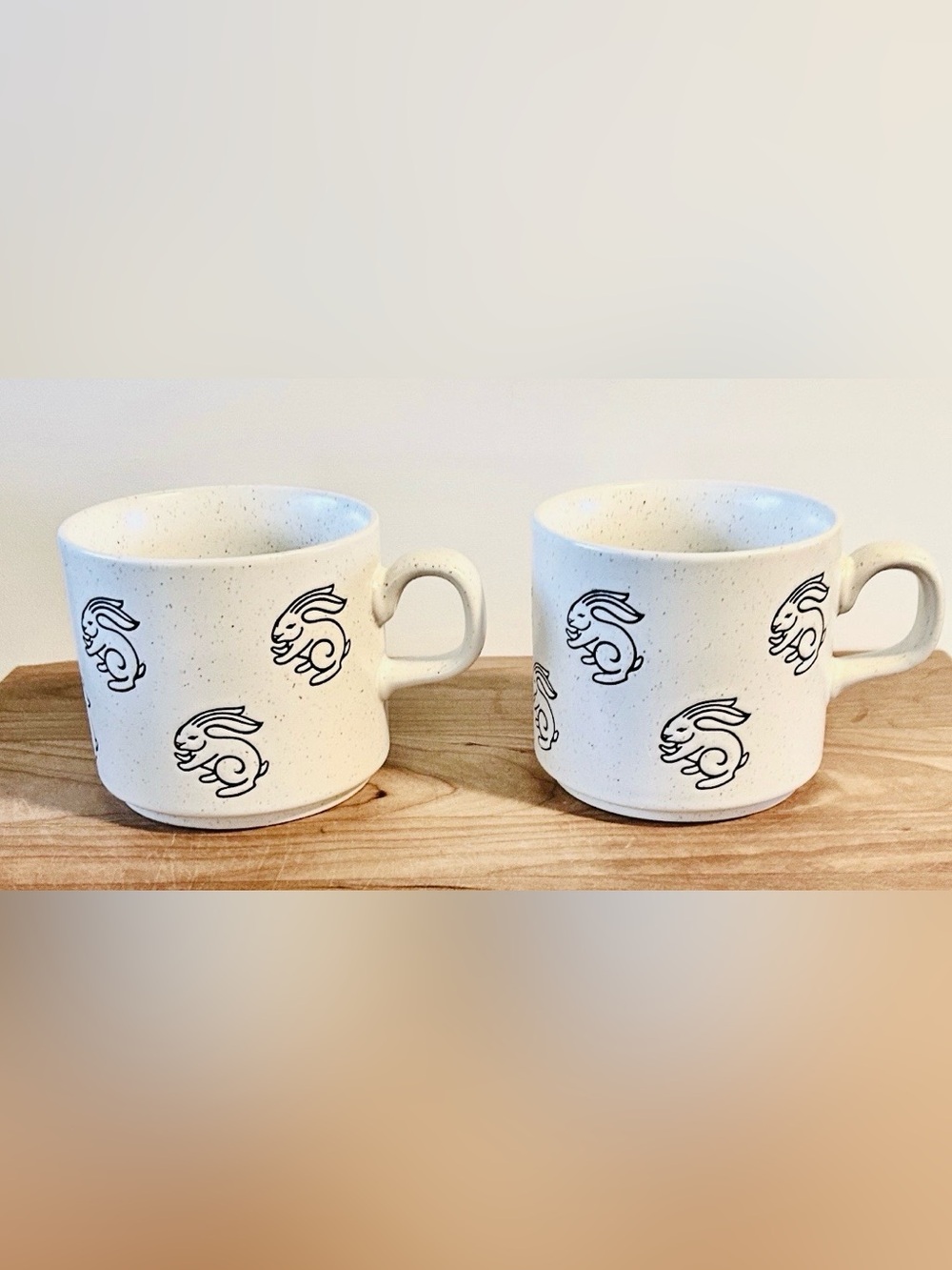 Coco + Lola Ceramic Rabbit/Bunny Mugs Large 4” x 3.5”  SET OF 2